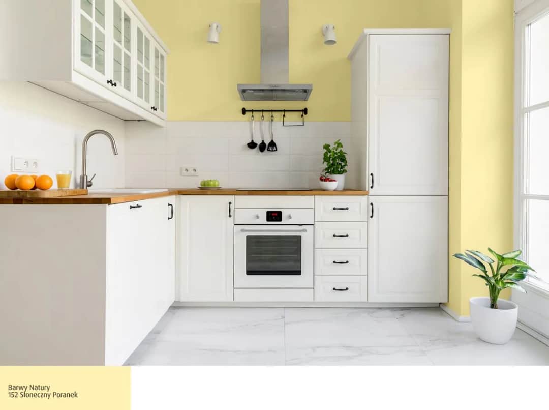 Jakie kolory ścian najlepiej pasują do żółtych mebli w kuchni?